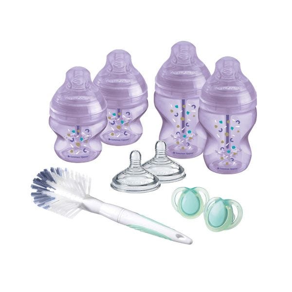 Advanced Anti-Colic Newborn Baby Bottle Starter Set, purple