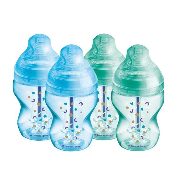 Advanced Anti-Colic Baby Bottles, blue and green, 9oz - 4 count