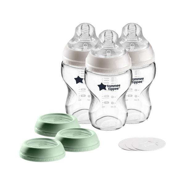 Closer to Nature 3 in 1 Glass Baby Bottle Set, 9oz - 3 count
