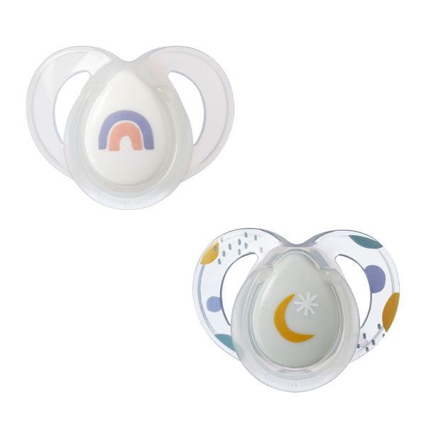 Night Time Pacifiers with Sterilizer Pod, 6-18m - 2 count