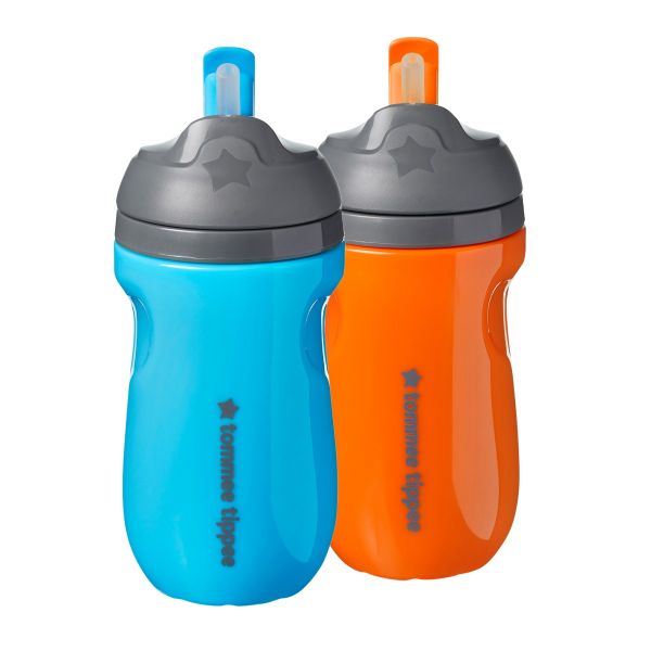 Insulated Straw Toddler Tumbler - 12+ months, 2 pack, Blue/Orange 