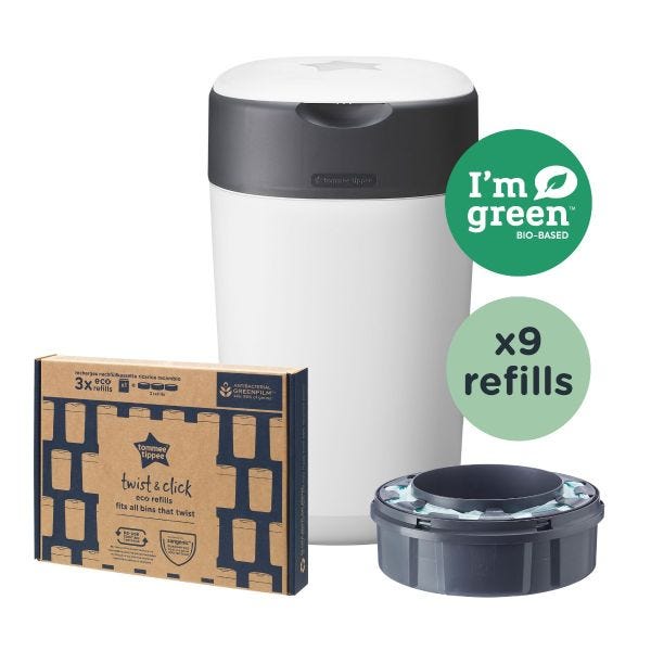 Twist &amp; Click Nappy Bin With 9 Eco-Refills
