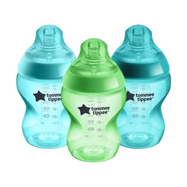 Closer to Nature Coloured Baby Bottles, 260ml - 3 Pack
