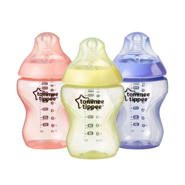 Closer to Nature Baby Bottles - Colour My World Pink - 260ml - 3 Pack