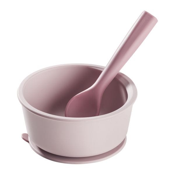 Easistick Silicone Suction Bowl and Spoon, Pink