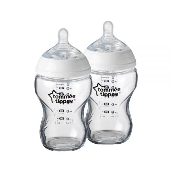 Closer to Nature Glass Baby Bottle – 250ml – 2 Pack