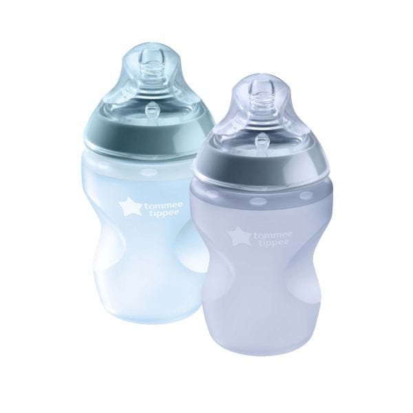 Closer to Nature Silicone Baby Bottle, Blue, 9oz - 2 count