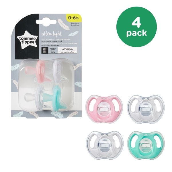 Ultra-light Silicone Pacifier (0-6 months) - 4 pack