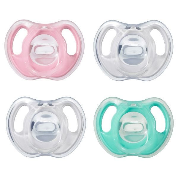 Ultra-Light Silicone Pacifier Pink, 0-6 m - 4 count