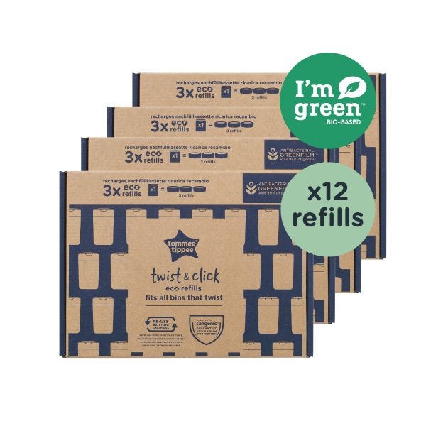 Twist &amp; Click Nappy Disposal Eco-Refills – 12 Pack