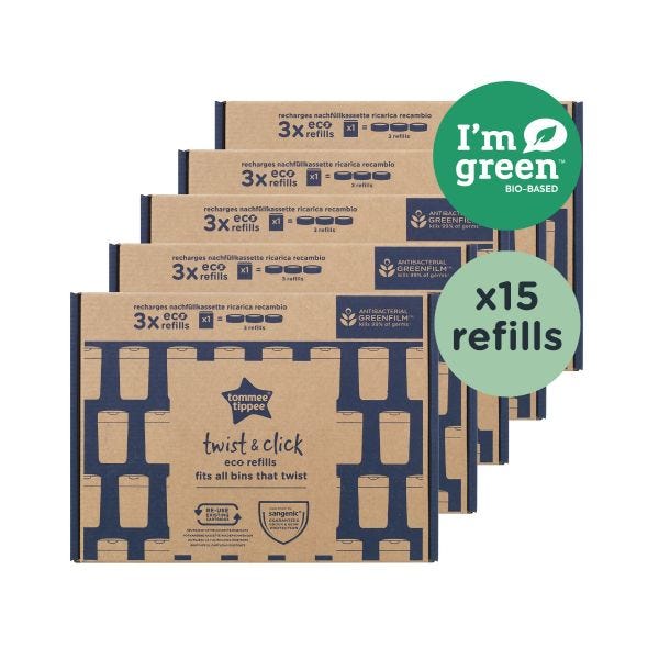Twist &amp; Click Nappy Disposal Eco-Refills – 15 Pack