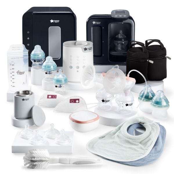 Tommee Tippee Breastfeeding Starter Kit, Manual Breast Pump, Baby Bottles  and Teats, Steriliser Box, Soothers, Breast Pads, Breastmilk…