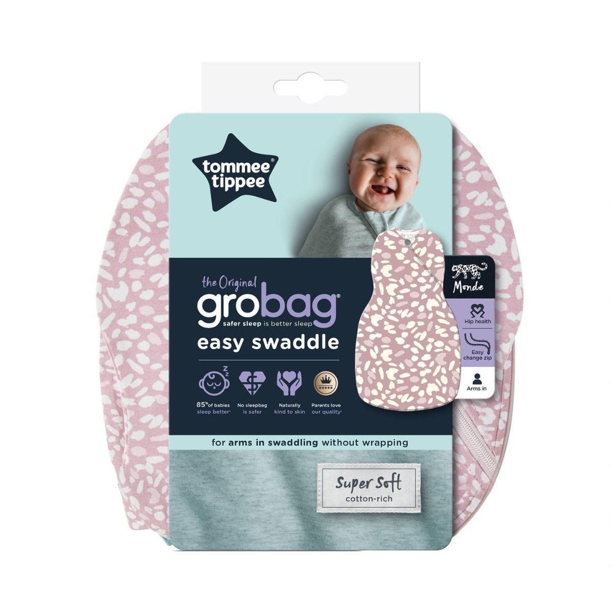 Grosnug Swaddle Baby 2-in-1 Newborn Wrap Blanket  Cuddle Bag 0-3 Months New 