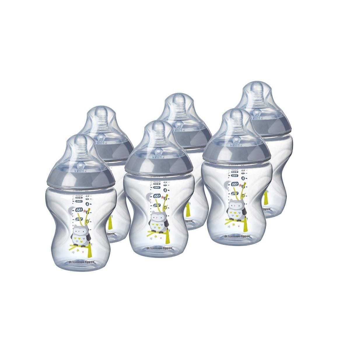 6x Tommee Tippee Closer Nature Baby Feeding Bottle 260ml Decorated 