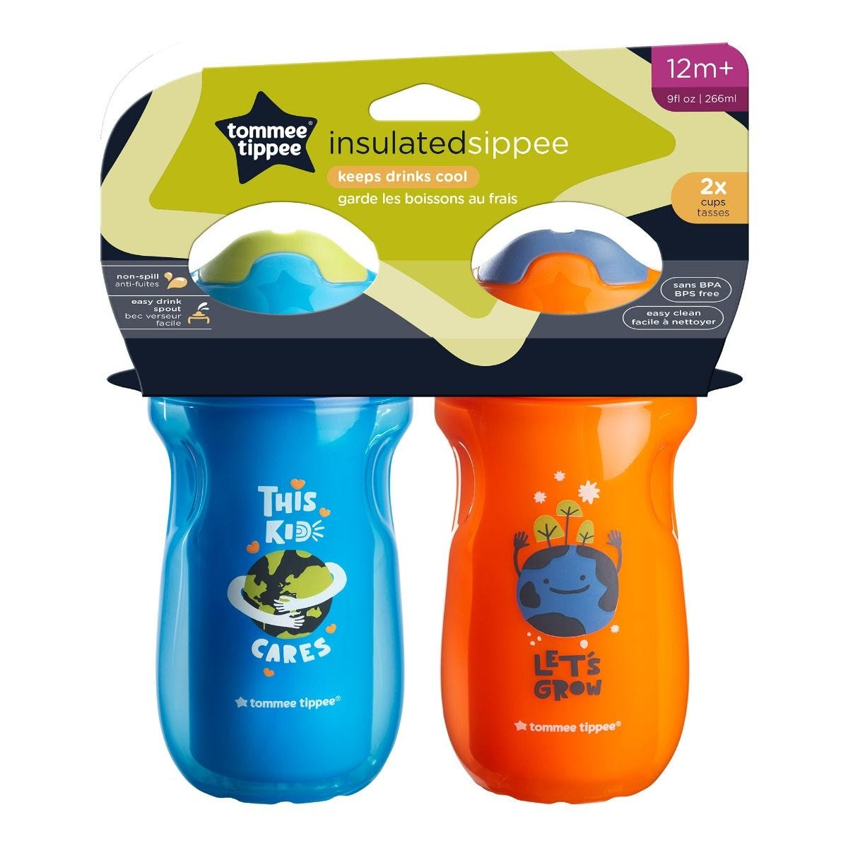 Tommee Tippee Insulated Sippee Toddler Tumbler Cup, 12+ months – 2 Count  (Colors & Designs Vary) 