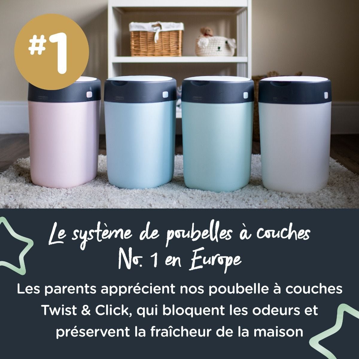 Poubelle à couches tommee tippee twist & click sangenic + 1 recharge -  Tommee Tippee