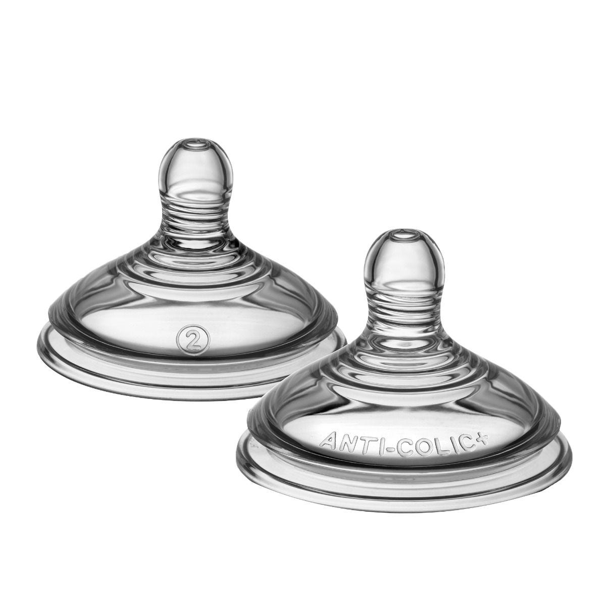 Tommee Tippee Baby Feeding Bottles Set of Two Anti-Colic Breast Teat Nipple 