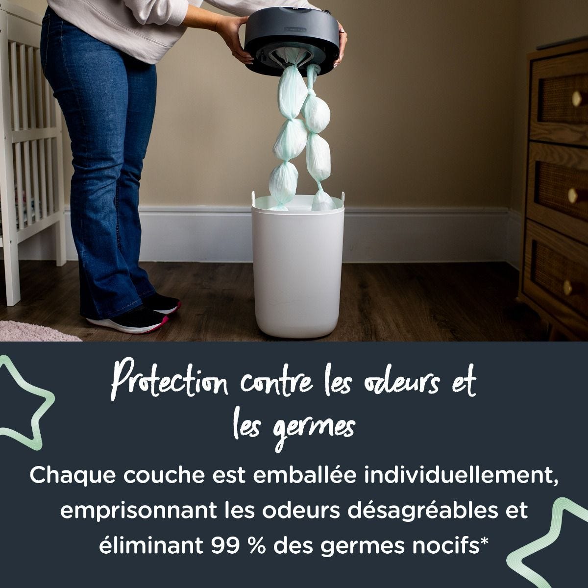 Poubelle à couches tommee tippee twist and click + 2 recharges