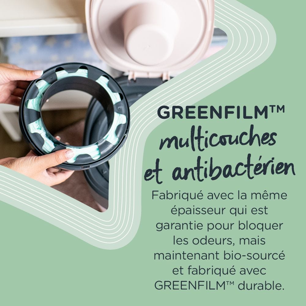 Tommee Tippee Poubelle à couches Twist & Click Sangenic XL, 4 recharges  Greenfilm antibactériel blanc