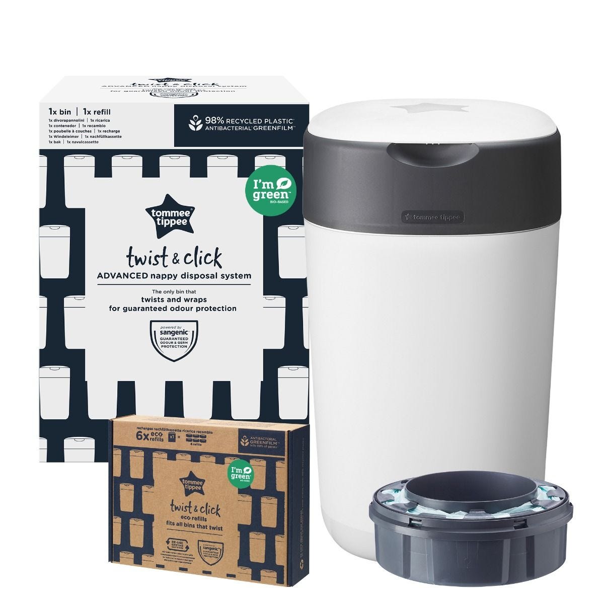 Poubelle Twist & Click XL Blanc de Tommee Tippee, Poubelles : Aubert