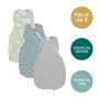 gigoteuse grise, bleu marine et woodland sur fond blanc avec lot de 2, choix de motifs et tog en médaillons