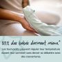 maman tenant le pied de bébé en steppee grofriends woodland avec un texte sur le fait que 85 %* des bébés dorment mieux dans nos gigoteuses