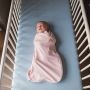 Baby wrapped in pink marl easy swaddle