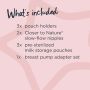Text about what’s included in the Breast Milk Starter Set on a pink background