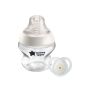 1x 5oz Closer to Nature baby bottle and pacifier on white background.