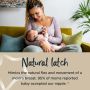 Woman feeding baby with anti-colic bottle with text below stating these nipples mimic the natural flex and movement of a mom’s breast.