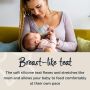Mum feeding baby with Advanced Anti-Colic bottle above text about the breast-like teat