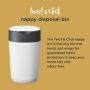 Image of twist and click nappy bin with detail of odour protection properties