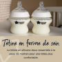 Gros plan de 2 biberons Closer to Nature de 150 ml avec texte expliquant les avantages de la tétine imitant la forme du sein.