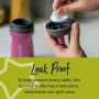 Someone removing the valve from a sportee bottle with text about how it’s leak proof