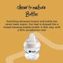 Image of our closer to nature baby bottles with detail of benefits and 95% acceptance rate