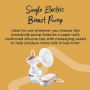 Image of the single electric breast pump with detail on how it can help express more milk in less time