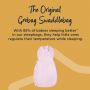 Image of pink swaddlebag with detail around how 85% of babies sleep better in a sleepbag