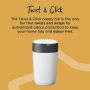 Image of white nappy bin with detail of how it keeps in odours from dirty nappies