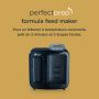 Machine Perfect Prep en noir avec la description de la préparation d&apos;un biberon à température corporelle, prêt en 2 minutes