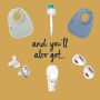 And you also get additional items pictured showing breast pads, milk storage bags, breast-like soothers, bibs and bottle brush.