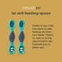 2 smushee self feeding spoons, with description explaining there’s no right or wrong way to hold and use.