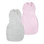 The Original Grobag Grey & Pink Marl Easy Swaddle Twin Pack 0-3m