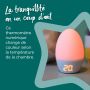 Groegg éclairé en orange entouré d&apos;une étoile avec un texte indiquant qu&apos;il est facile à lire.