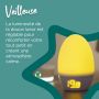 Groegg éclairé en jaune montrant 19 degrés entouré d&apos;une étoile avec un texte indiquant qu&apos;il s&apos;agit d&apos;une veilleuse.
