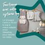 Sleepwear accroché au mur, entouré d&apos;une étoile et d&apos;un texte indiquant qu&apos;il fonctionne avec notre système tog.