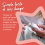 Maman limant les ongles de son bébé avec un texte expliquant que c&apos;est simple et sans danger