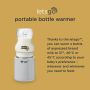 Infographic of a LetsGo Bottle Warmer explaining that it can warm a bottle of expressed breast milk whenever you need to.