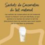 Image d&apos;un sachet de conservation du lait avec une description des avantages de l&apos;expression et de la conservation du lait