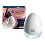 Single wearable breast pump with its packaging box against a white background