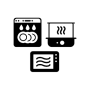 Icon of dishwasher, steriliser and microwave